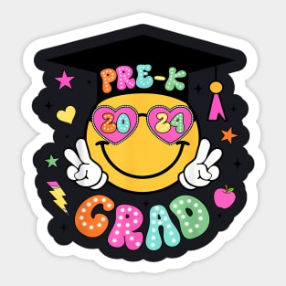 Groovy Pre K Graduate Happy Face Graduation 2024 Grad Sticker